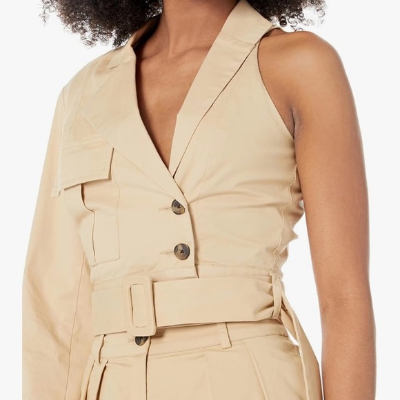 The Drop Women's Oat Milk One Sleeve Stretch Cotton Jacket by @signedblake Large - Picture 1 of 5